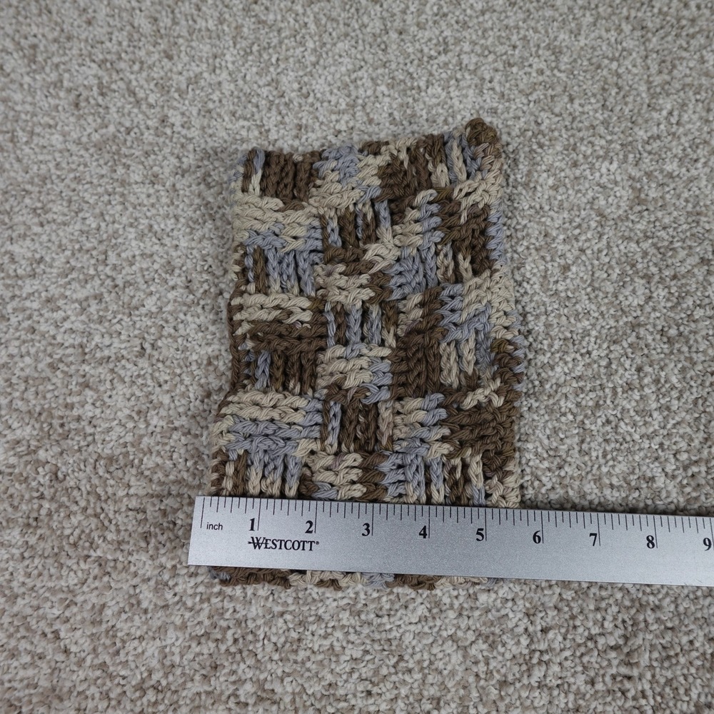 Handmade Crochet Reusable Mop Cover Brown Tan Blue Basketweave Swiffer Pad - Picture 5 of 5
